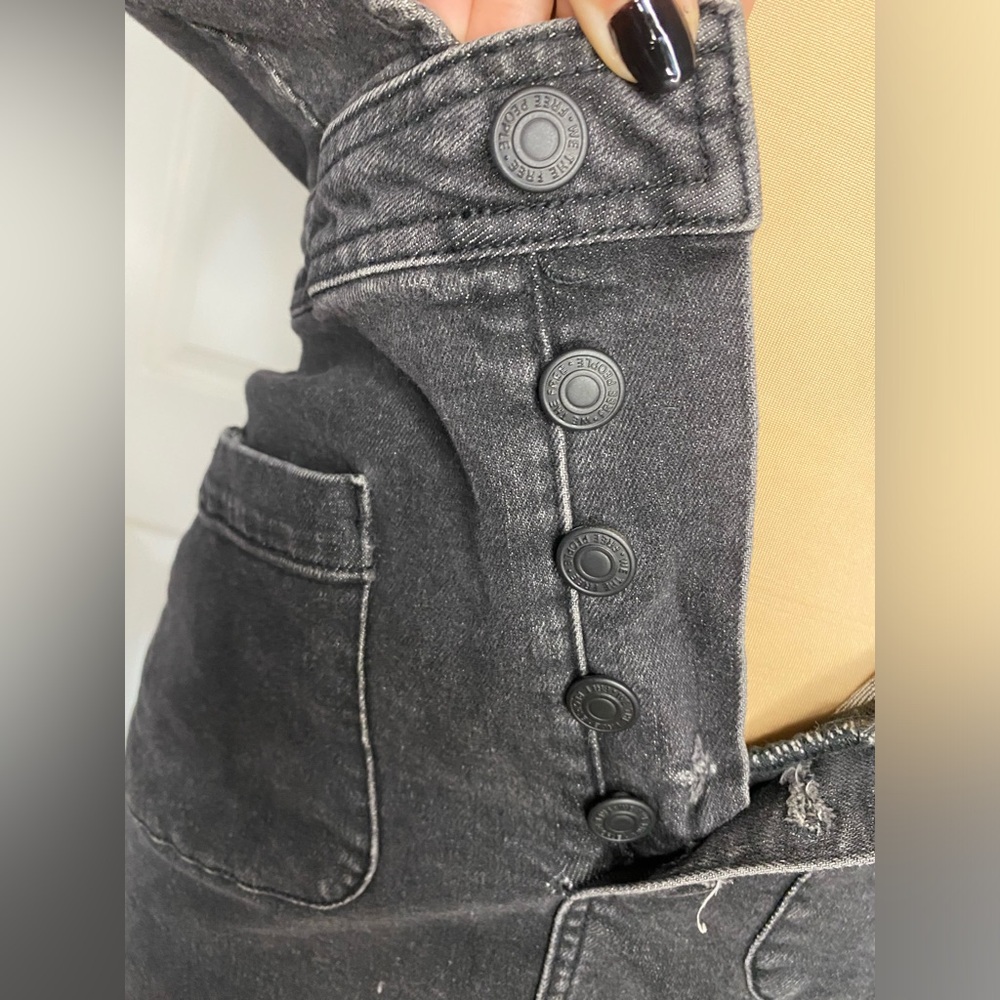 Free People Old School Love Denim Dungaree Pinafore Dress - Size 0 - EUC - Picture 6 of 11